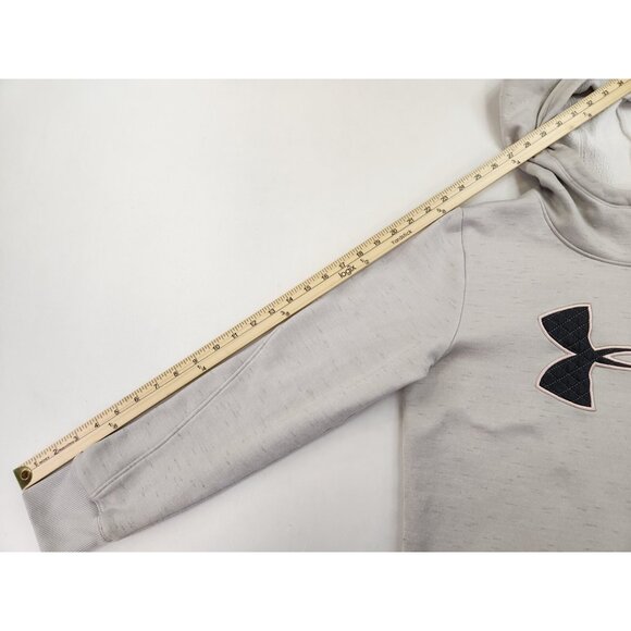 Under Armour Sweatshirt Hoodie Adult M Gray Black Logo Pullover Sweater Mens - Picture 3 of 8